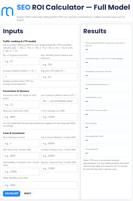 Picture of SEO ROI Calculator | Measure SEO Profit & ROI