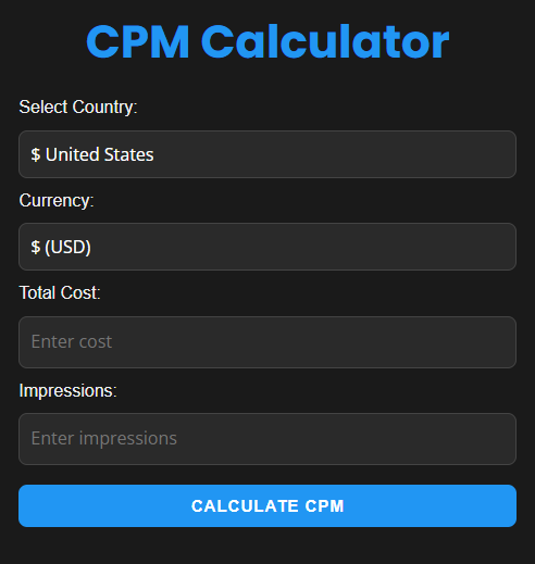 CPM Calculator tool extension Image
